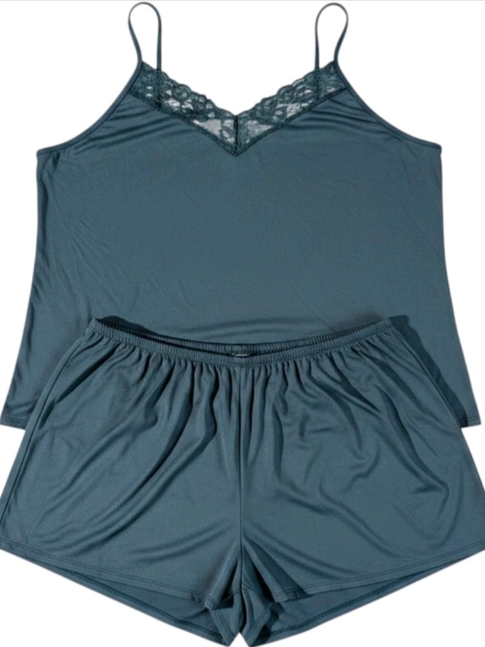 Joyspun Pajama Set Womens Green Lace Trim Cami Shorts Loungewear NWT XL 16-18